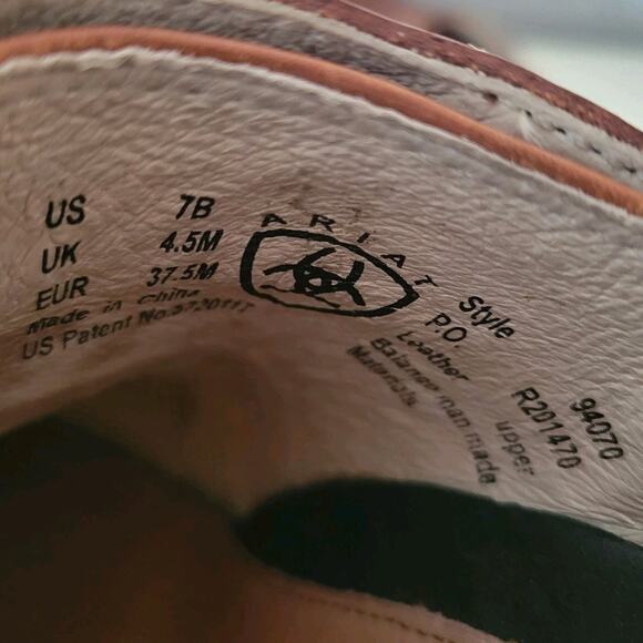 Ariat Womens Size 7B Western Closed Toe Leather Mules Shoes Brown Slip On - Picture 11 of 11